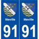 91 Itteville blason autocollant plaque stickers ville