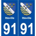 91 Itteville blason autocollant plaque stickers ville