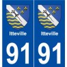 91 Itteville blason autocollant plaque stickers ville