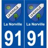 91 La Norville blason autocollant plaque stickers ville