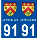 91 La Ville-du-Bois blason autocollant plaque stickers ville