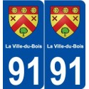 91 La Ville-du-Bois blason autocollant plaque stickers ville