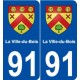 91 La Ville-du-Bois blason autocollant plaque stickers ville