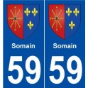 59 Somain coat of arms sticker plate stickers city