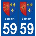 59 Somain blason autocollant plaque stickers ville