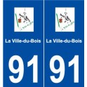 91 La Ville-du-Bois logo autocollant plaque stickers ville