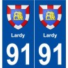 91 Lardy blason autocollant plaque stickers ville