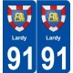 91 Lardy blason autocollant plaque stickers ville
