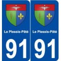 91 Le Plessis-Pâté blason autocollant plaque stickers ville