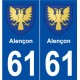 61 Alençon blason autocollant plaque stickers ville