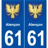 61 Alençon blason autocollant plaque stickers ville