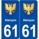 61 Alençon blason autocollant plaque stickers ville