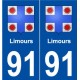91 Limours blason autocollant plaque stickers ville