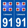 91 Limours blason autocollant plaque stickers ville