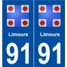 91 Limours blason autocollant plaque stickers ville