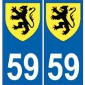 59 Norte de la etiqueta engomada de la placa de escudo de armas el escudo de armas de pegatinas departamento