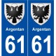 61 Argentan blason autocollant plaque stickers ville