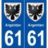 61 Argentan blason autocollant plaque stickers ville