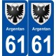61 Argentan blason autocollant plaque stickers ville