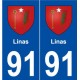 91 Linas blason autocollant plaque stickers ville