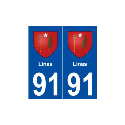 91 Linas blason autocollant plaque stickers ville