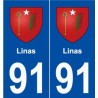 91 Linas blason autocollant plaque stickers ville
