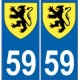 59 Nord autocollant plaque blason armoiries stickers département