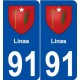91 Linas blason autocollant plaque stickers ville