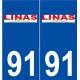 91 Linas logoautocollant plaque stickers ville