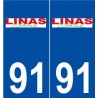 91 Linas logoautocollant plaque stickers ville