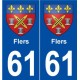 61 La Ferté-Macé blason autocollant plaque stickers ville