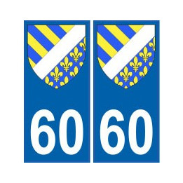 60 Oise autocollant plaque blason armoiries stickers département