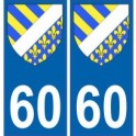 60 Oise de la etiqueta engomada de la placa de escudo de armas el escudo de armas de pegatinas departamento