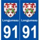 91 Longjumeau blason autocollant plaque stickers ville