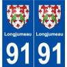 91 Longjumeau blason autocollant plaque stickers ville