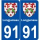 91 Longjumeau blason autocollant plaque stickers ville