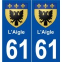 61 L'Aigle blason autocollant plaque stickers ville
