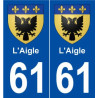 61 L'Aigle blason autocollant plaque stickers ville