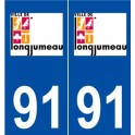 91 Longjumeau logo autocollant plaque stickers ville