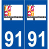 91 Longjumeau logo autocollant plaque stickers ville