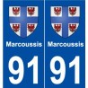 91 Marcoussis blason autocollant plaque stickers ville