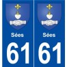 61 Sées blason autocollant plaque stickers ville