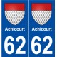 62 Achicourt blason autocollant plaque stickers ville