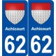 62 Achicourt blason autocollant plaque stickers ville