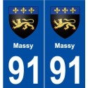 91 Massy blason autocollant plaque stickers ville