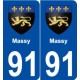 91 Massy blason autocollant plaque stickers ville