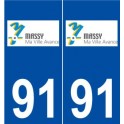 91 Massy logo autocollant plaque stickers ville