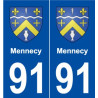 91 Mennecy blason autocollant plaque stickers ville