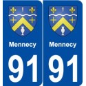 91 Mennecy blason autocollant plaque stickers ville