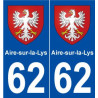 62 Aire-sur-la-Lys blason autocollant plaque stickers ville